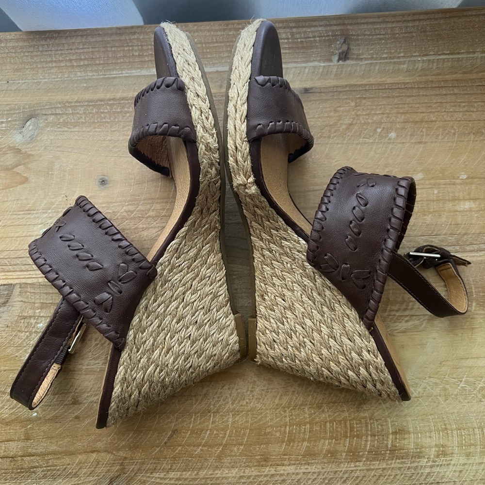 Jack Rogers Vanessa Raffia Heeled Espadrille In Brown Size 6.5 New - Picture 6 of 9